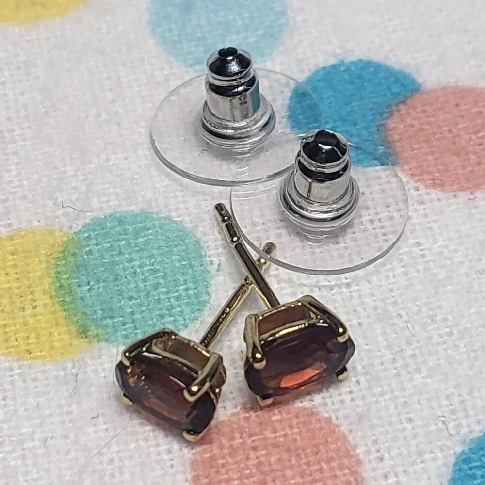 Red Citrine 18K Vermeil YG/ Sterling Silver Stud Earrings